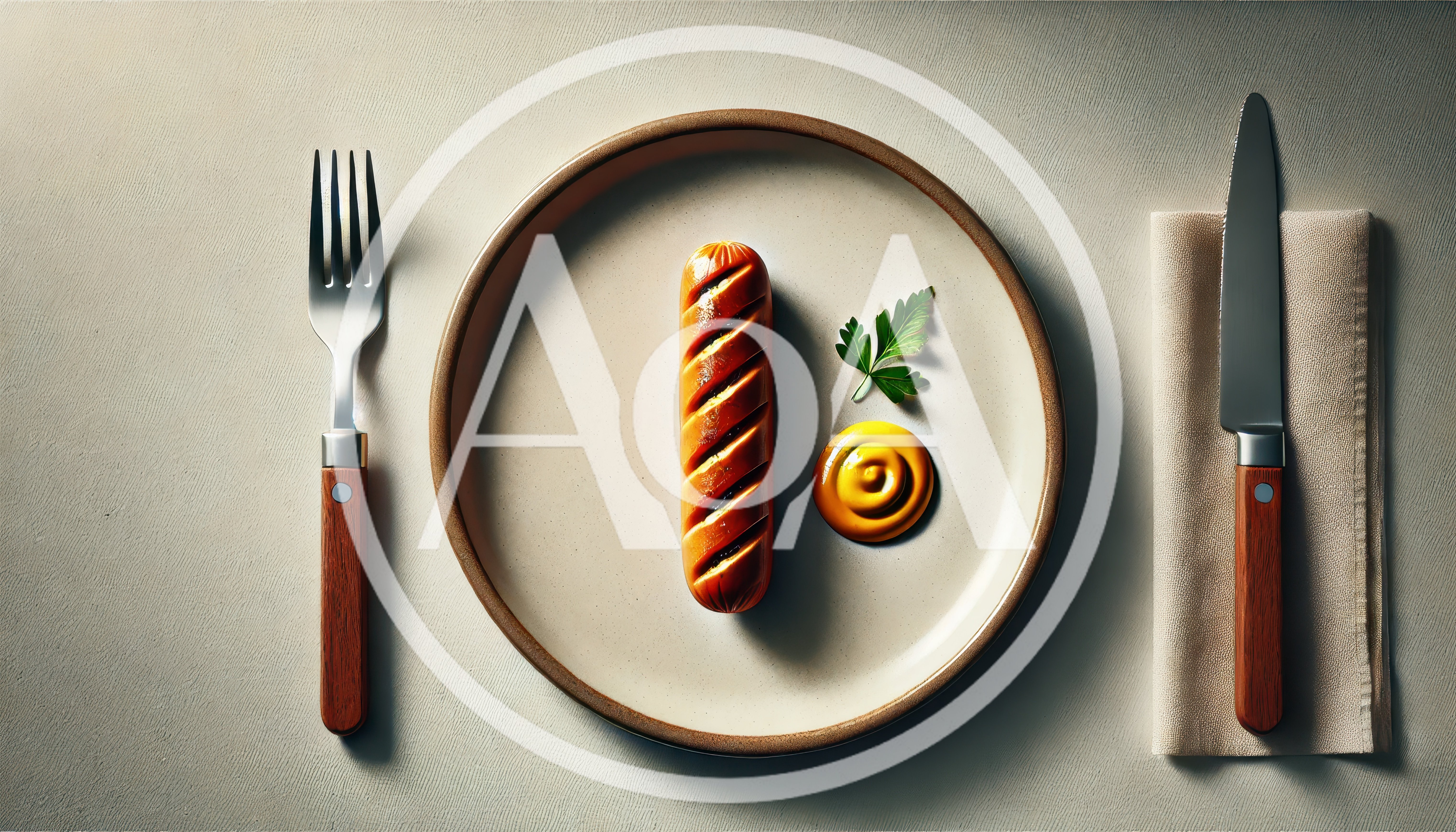 Grilled Sausage Served on a Plate with Mustard