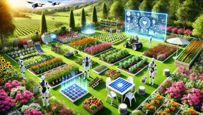 Futuristic Robotic Farming In A High Tech Garden