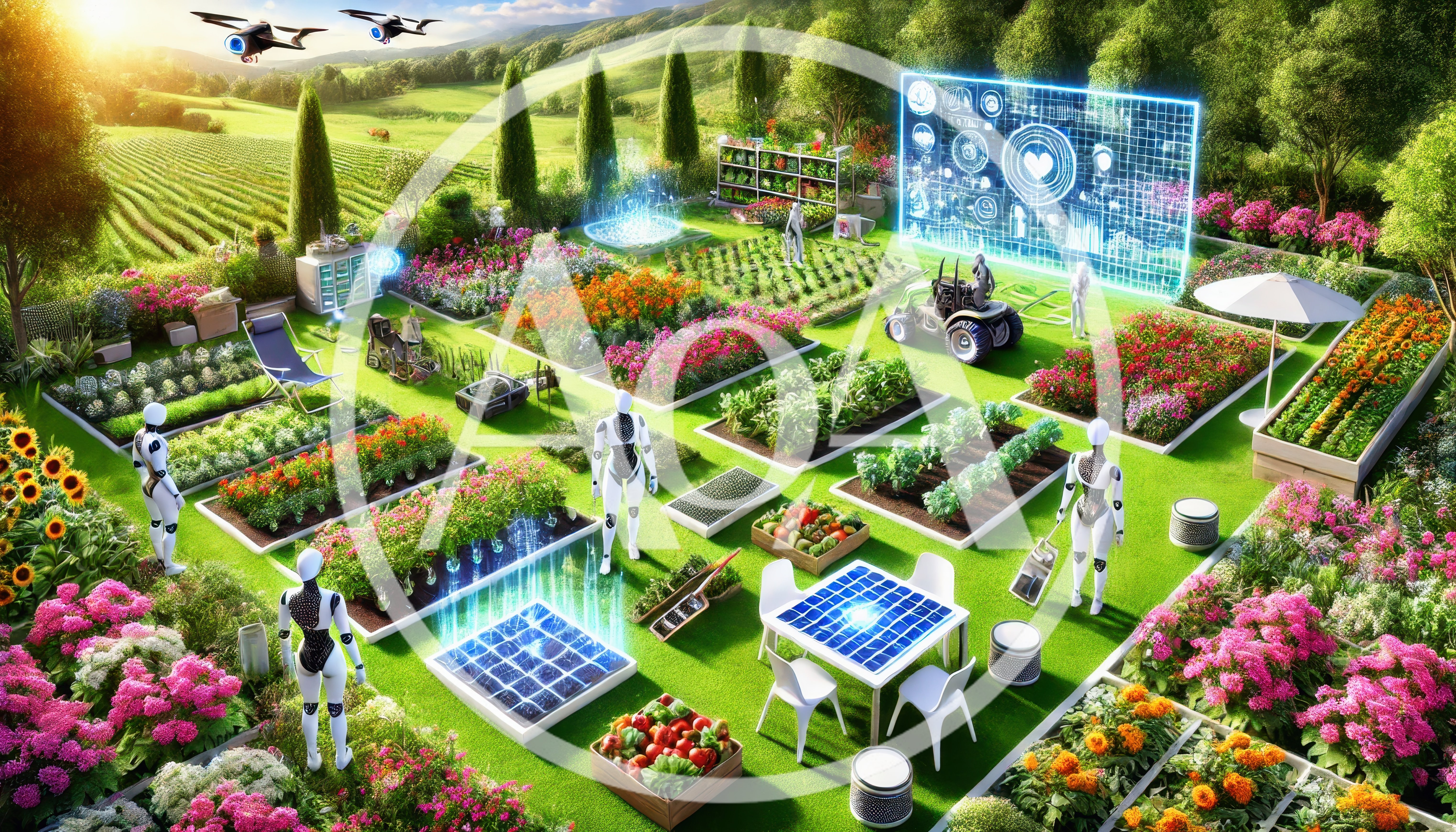 Futuristic Robotic Farming In A High Tech Garden