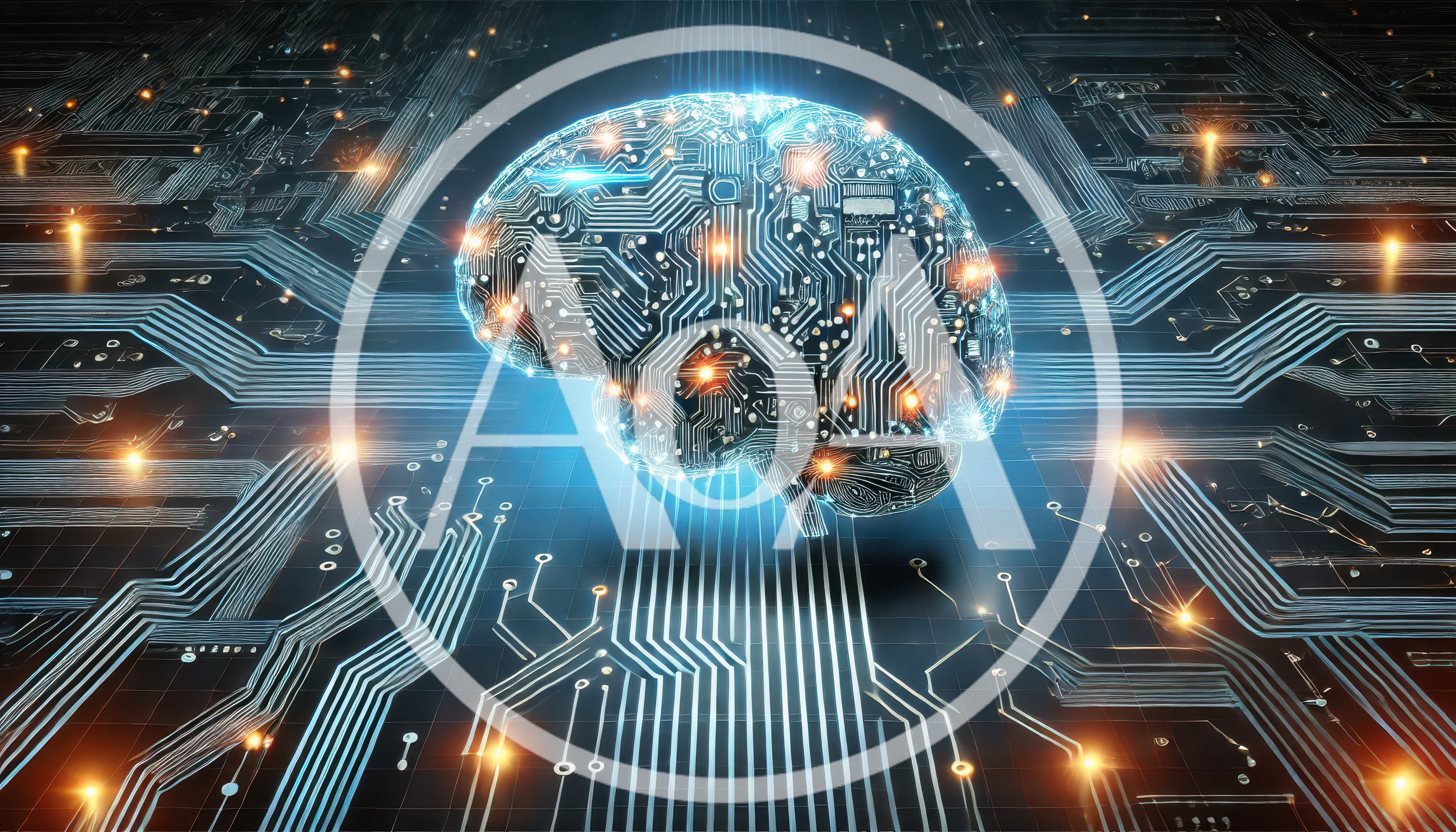 Digital Brain Circuitry Concept on Electronic Motherboard