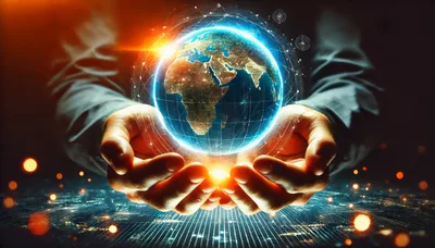 Digital Globe Held In Human Hands