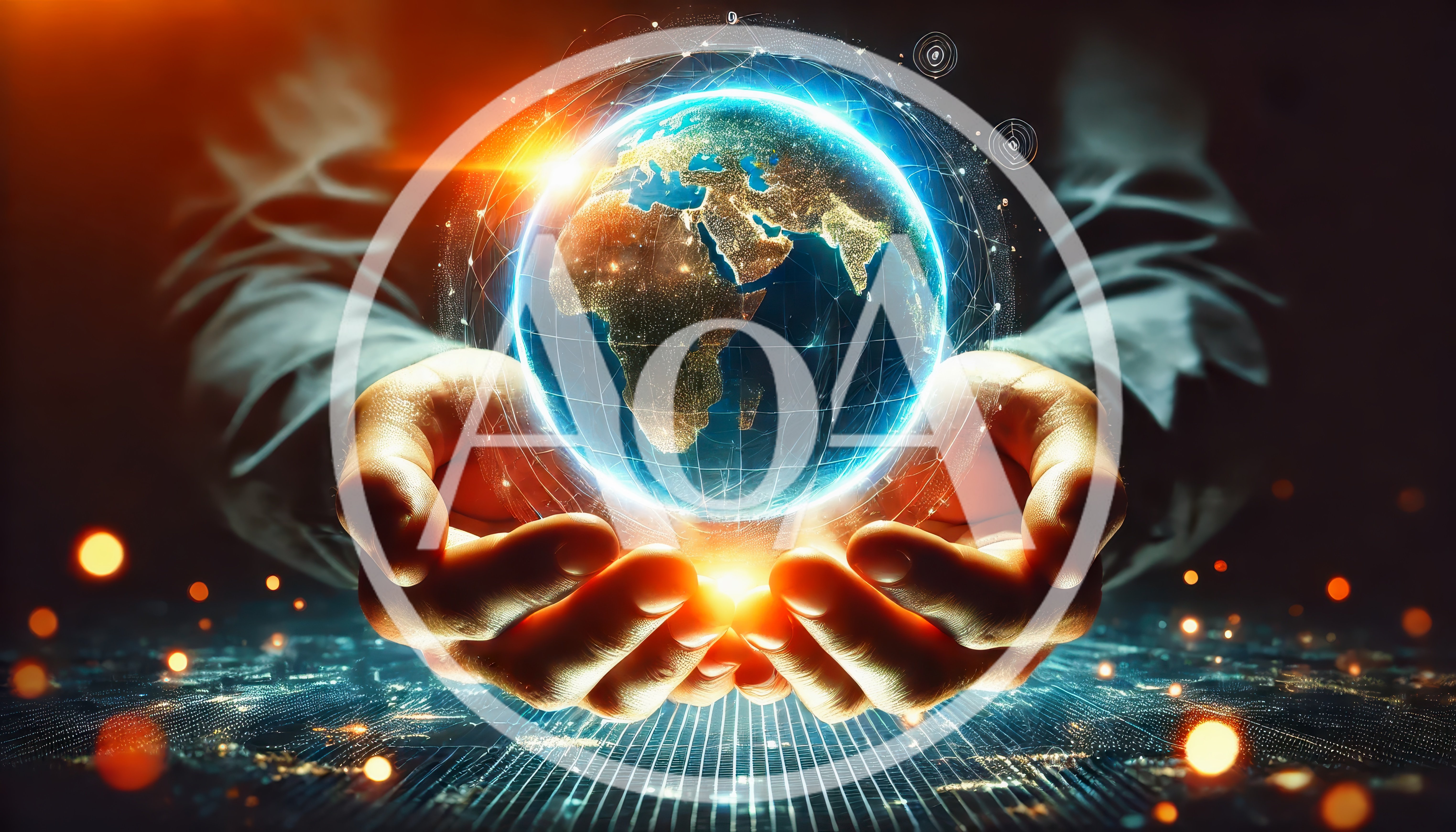 Digital Globe Held In Human Hands