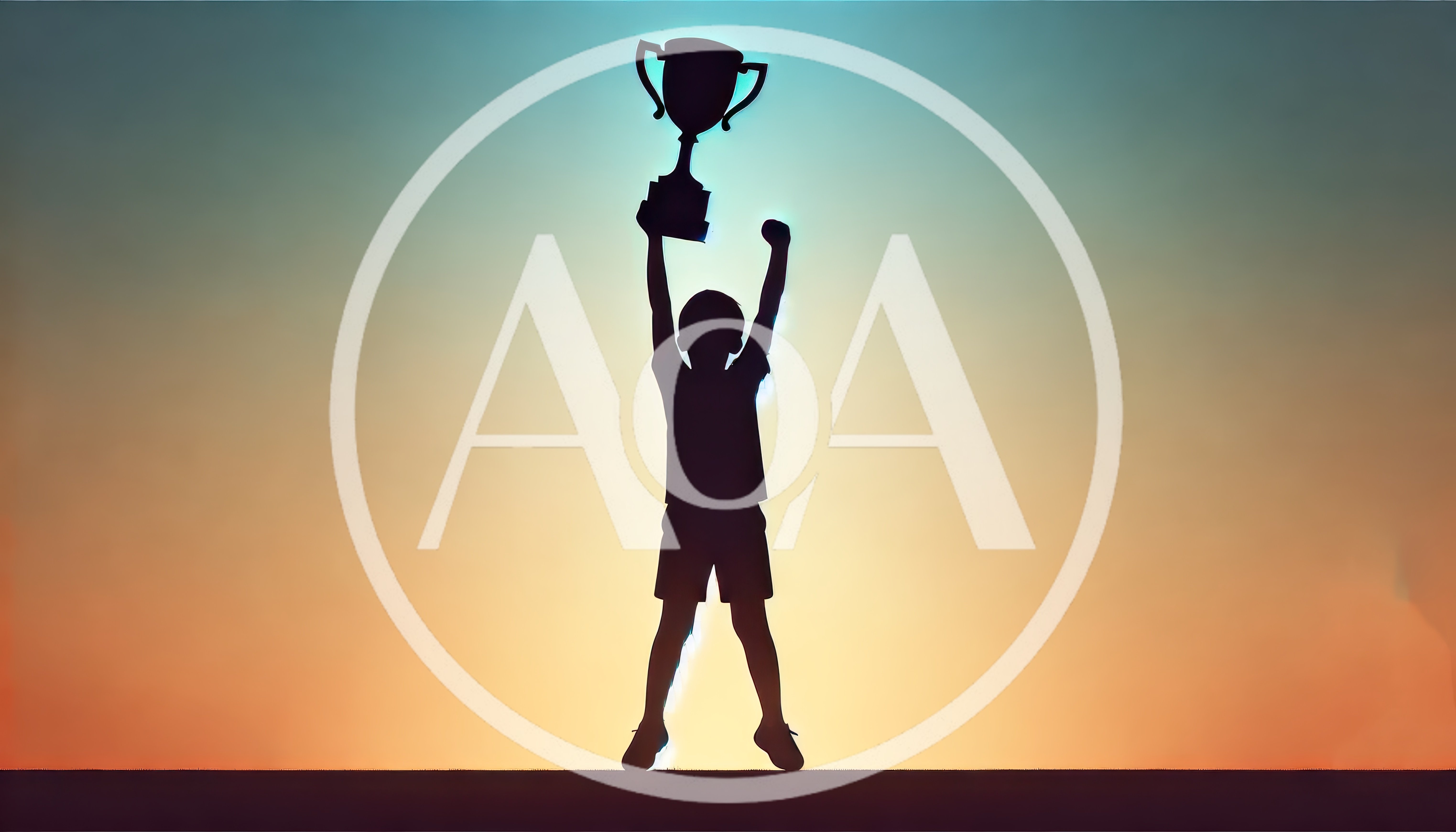 Silhouette Of A Child Holding A Trophy