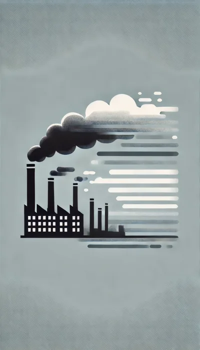 Minimalist Industrial Factory Silhouette With Smoke Emissions
