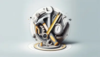 3D Illustration of Assorted Hand Tools and Measuring Instruments