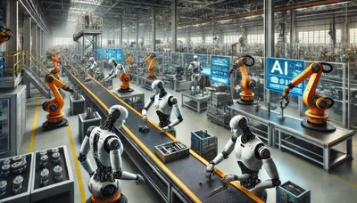 Advanced Robotic Assembly Line In Automated Factory