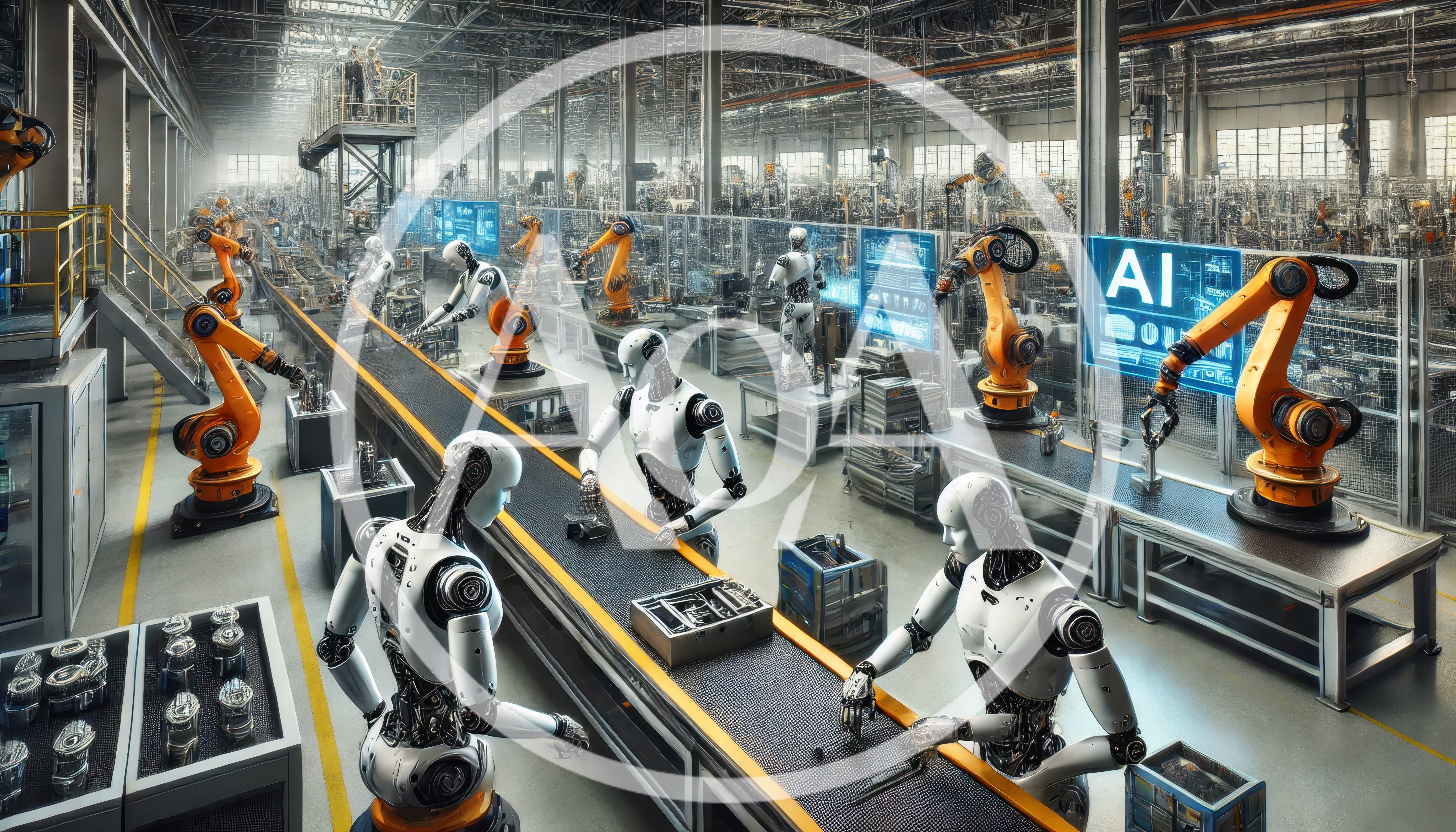 Advanced Robotic Assembly Line In Automated Factory