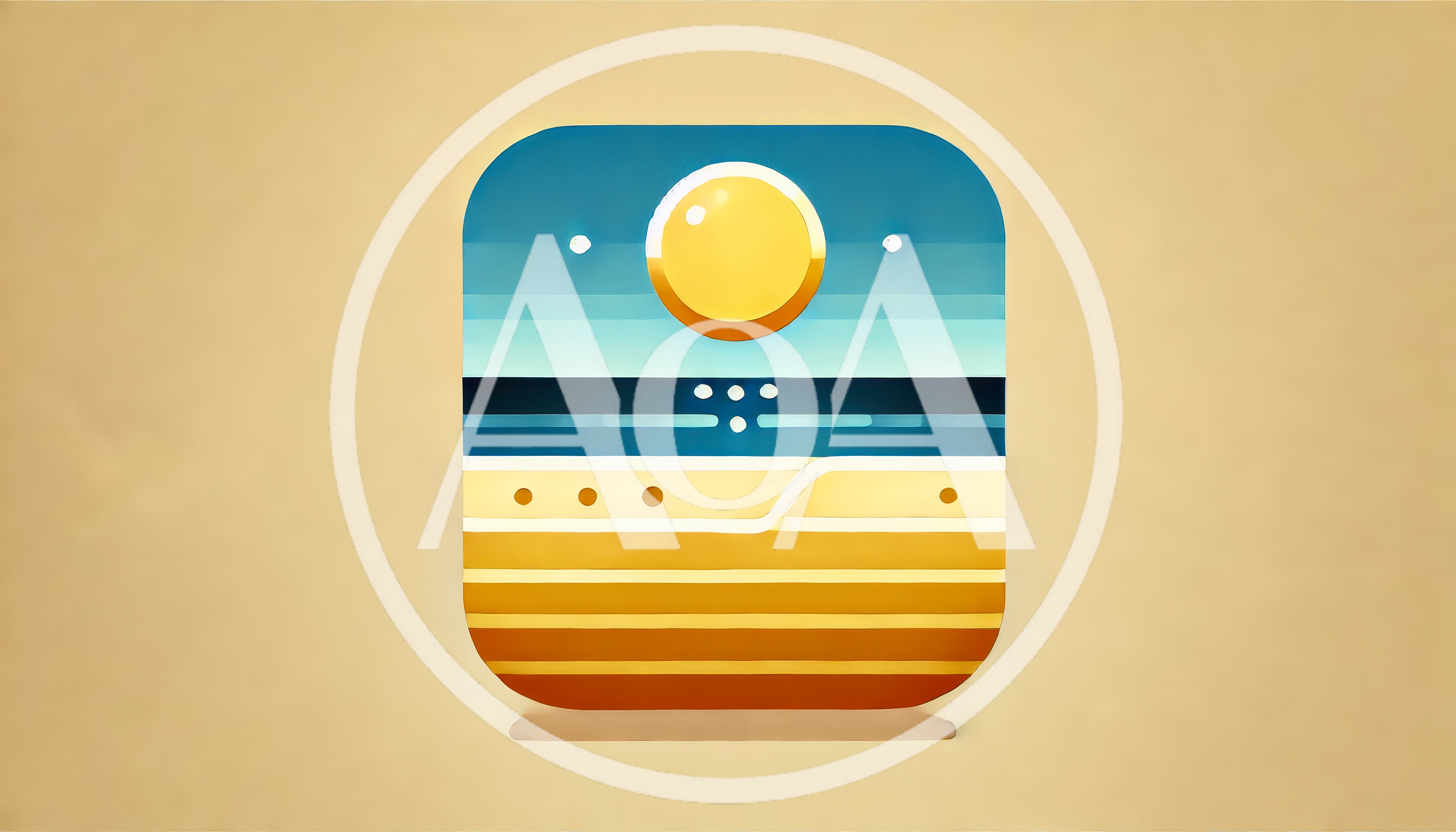Minimalist Abstract Landscape Icon With Sun And Horizon