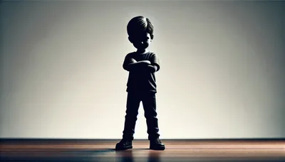 Silhouette Of A Young Boy Standing With Arms Crossed