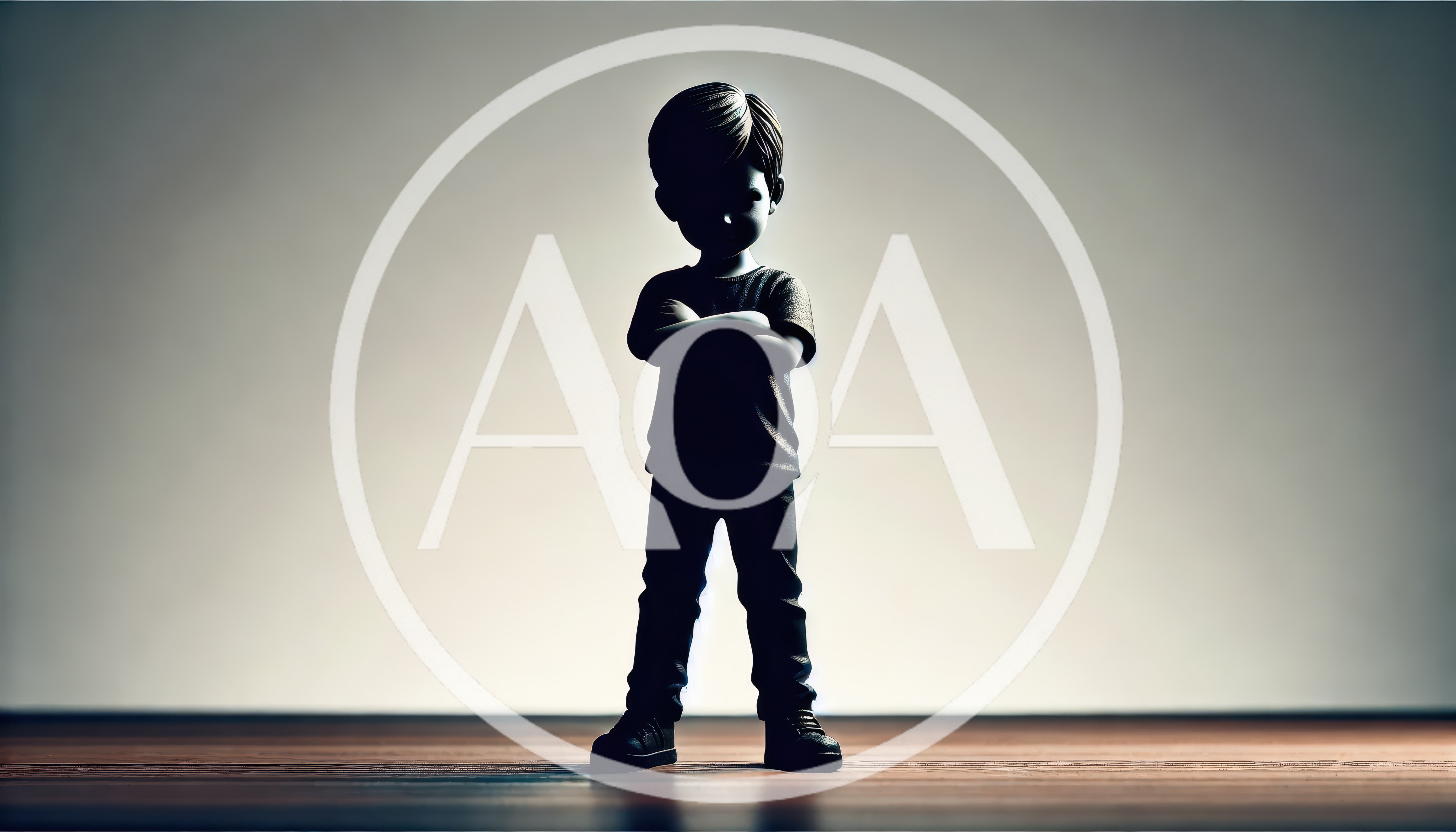 Silhouette Of A Young Boy Standing With Arms Crossed