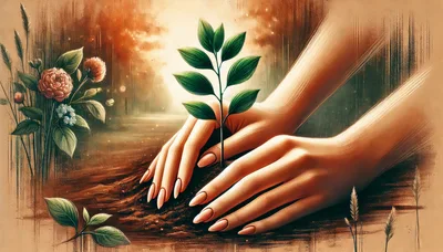 Hands Planting A Small Green Sapling In Soil