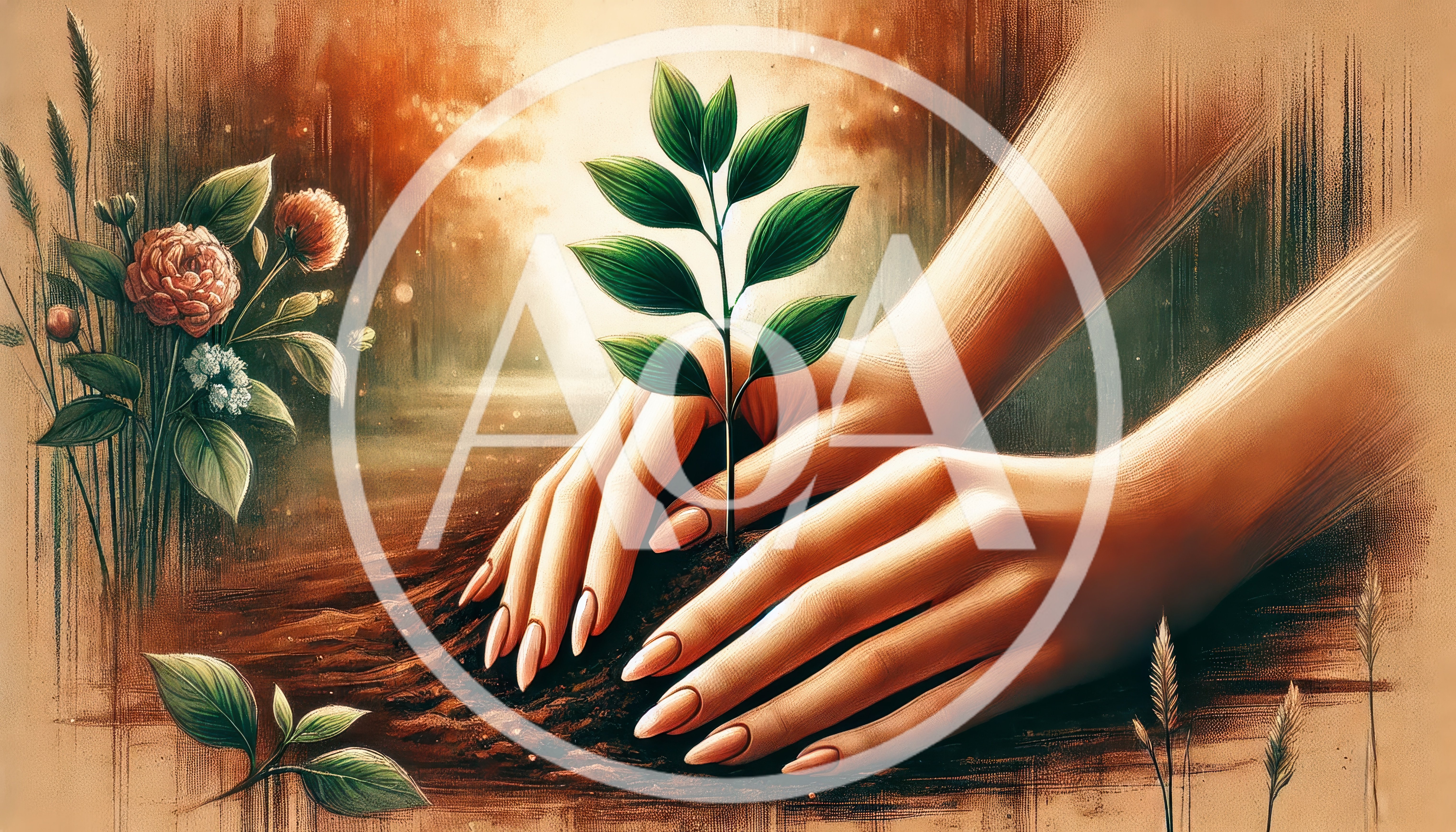 Hands Planting A Small Green Sapling In Soil