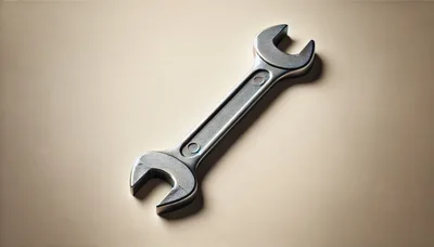 Single Metal Open Ended Wrench On Neutral Background