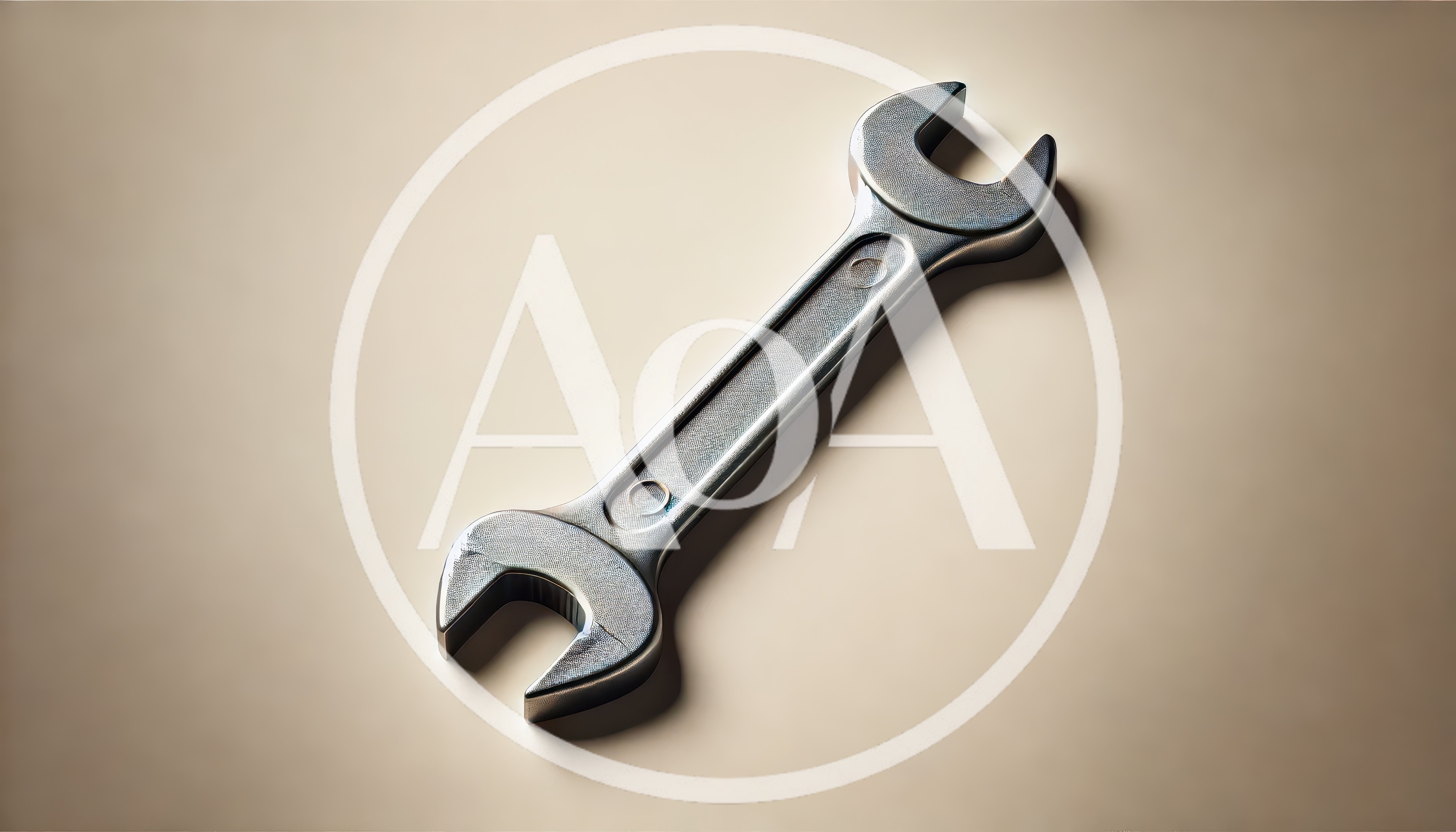 Single Metal Open Ended Wrench On Neutral Background