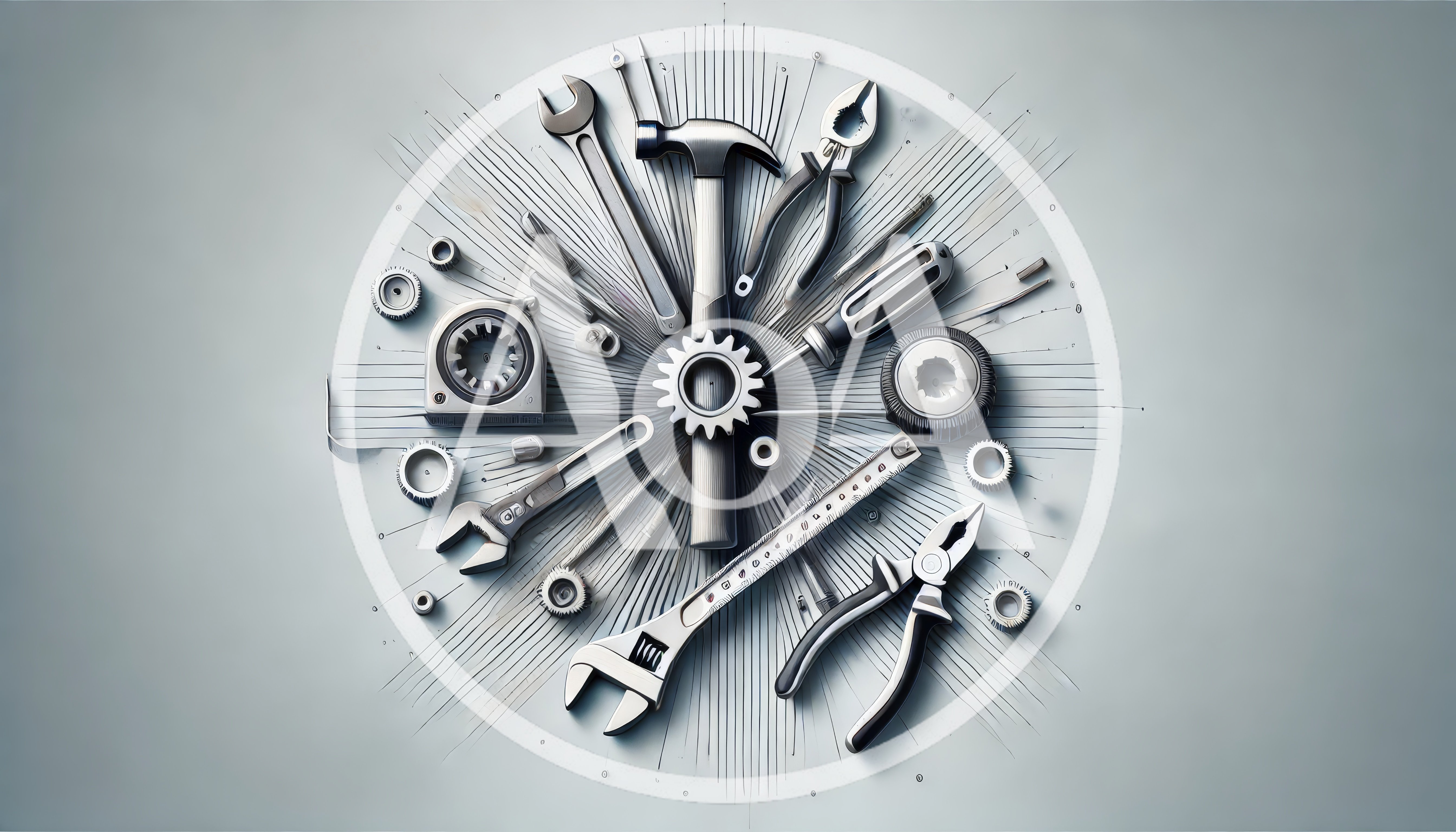 Assorted Mechanical Tools Arranged In A Circular Pattern