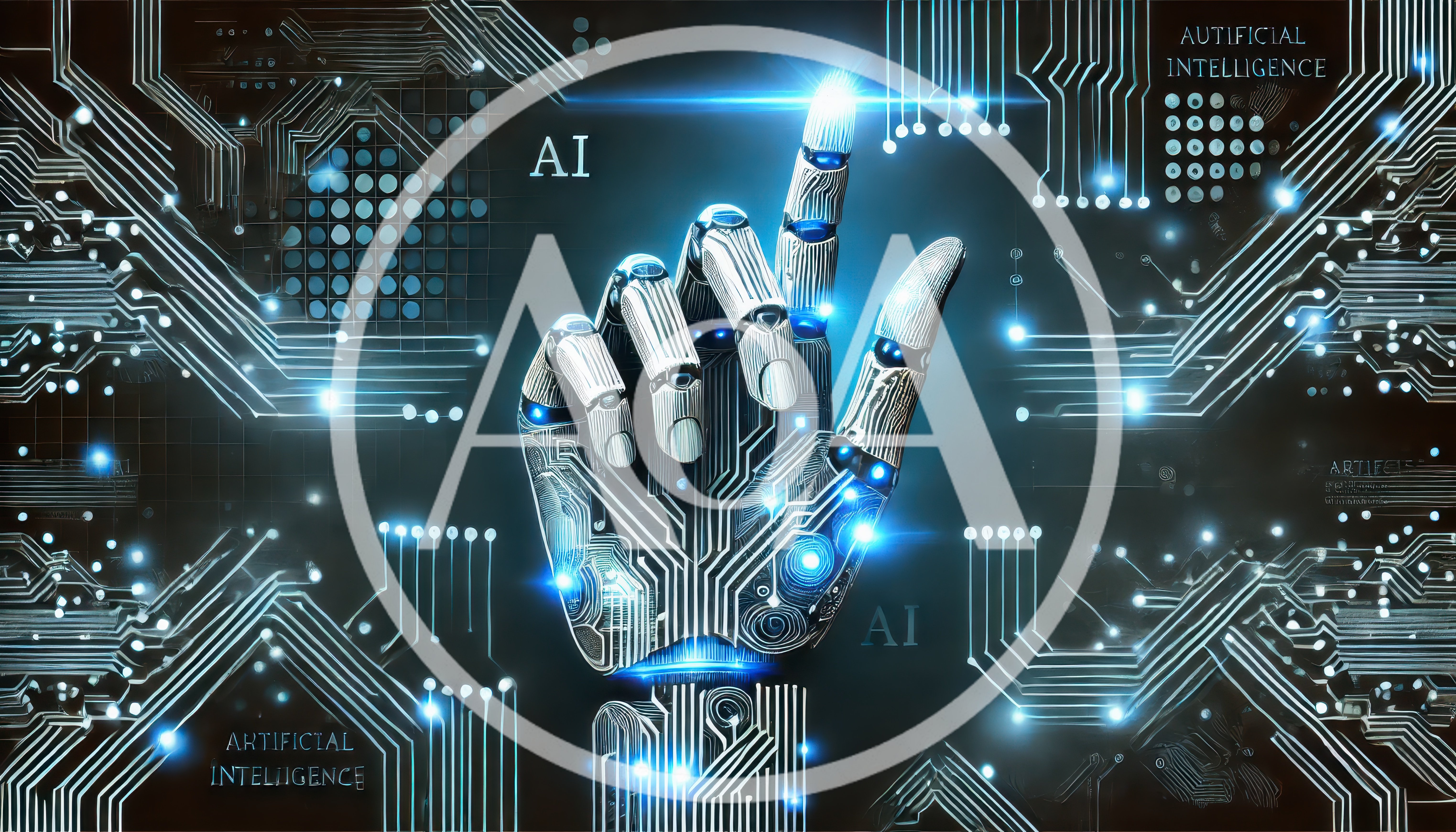 Futuristic Robotic Hand Interacting With Digital Circuitry