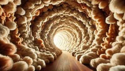Surreal Tunnel Made of Soft Fluffy Clouds