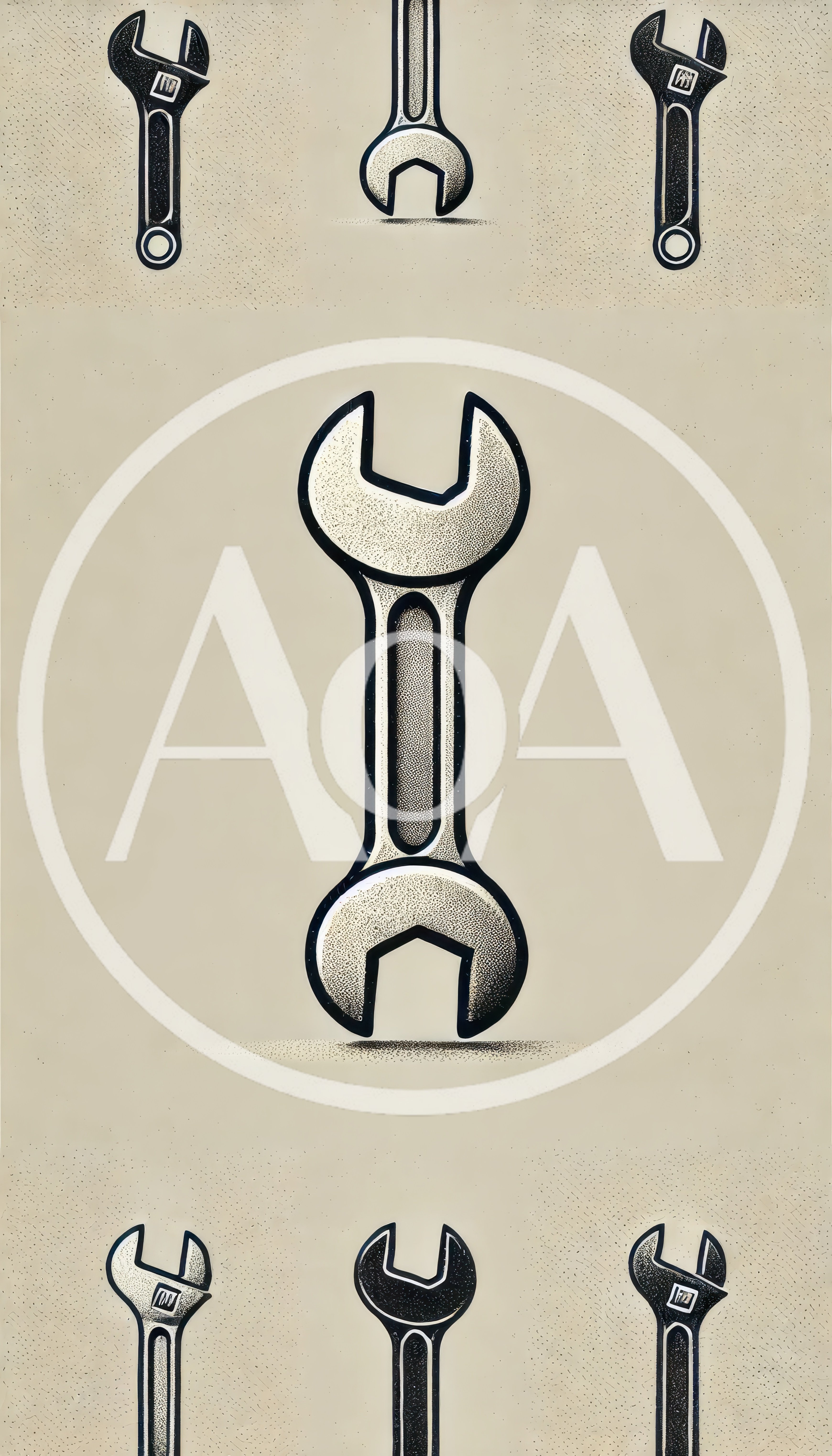 Collection of Vintage Style Wrench Illustrations