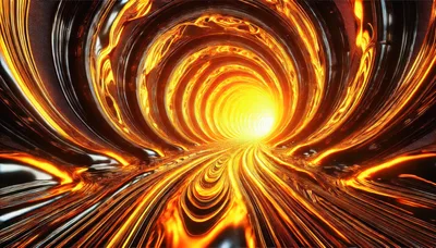 Abstract Glowing Golden Light Tunnel Motion Background