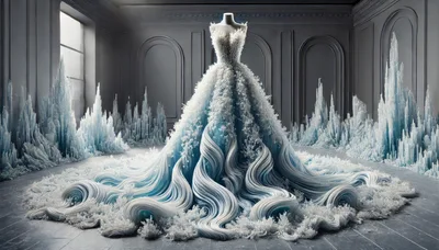 Elaborate Ice Themed Gown On Mannequin