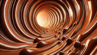 Abstract Liquid Chocolate Tunnel With Glowing Light