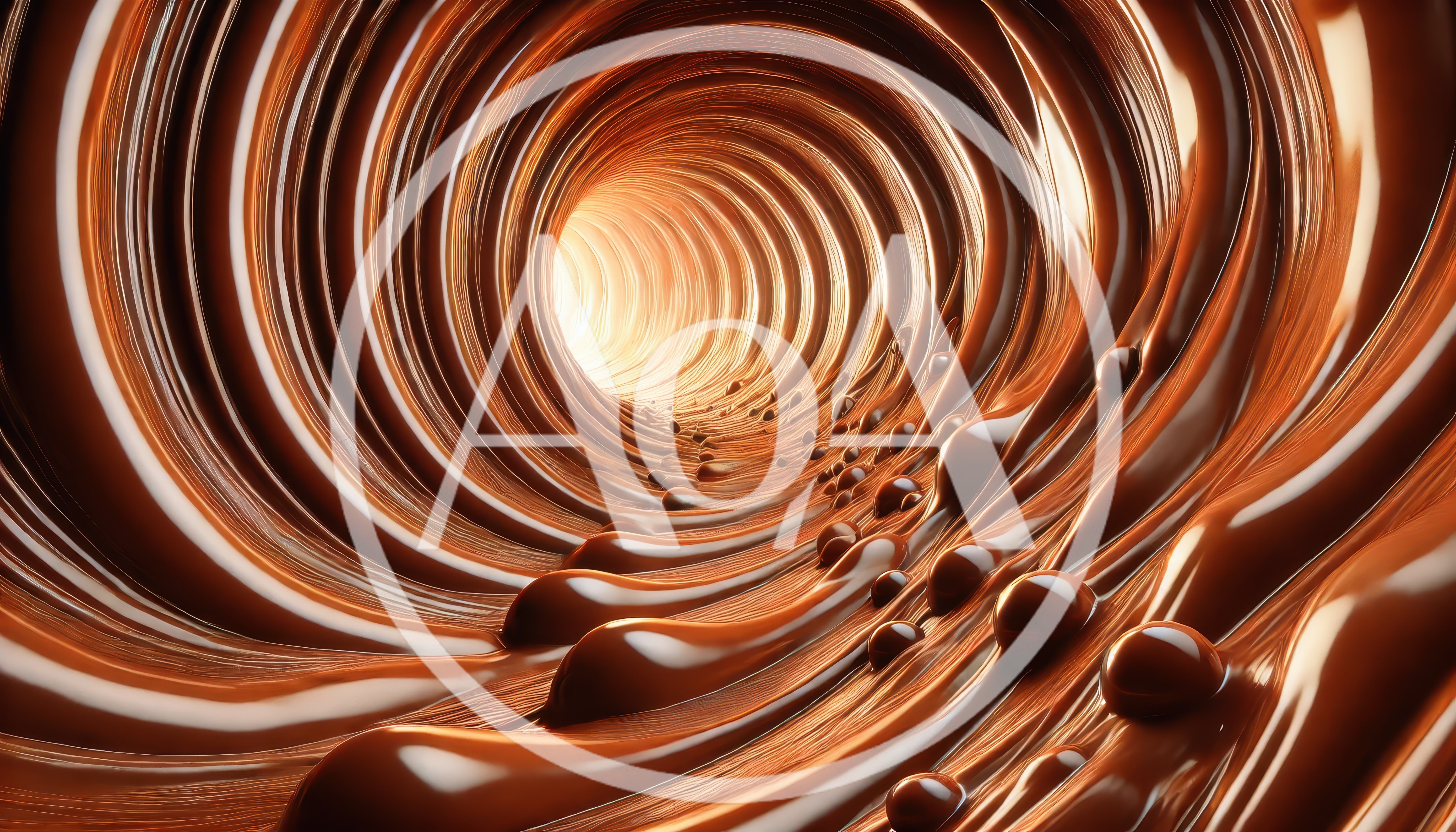 Abstract Liquid Chocolate Tunnel With Glowing Light