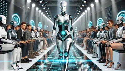 Futuristic Robot Fashion Show Runway Walk