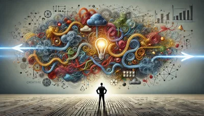 Businessman Standing Before Abstract Creative Idea Concept