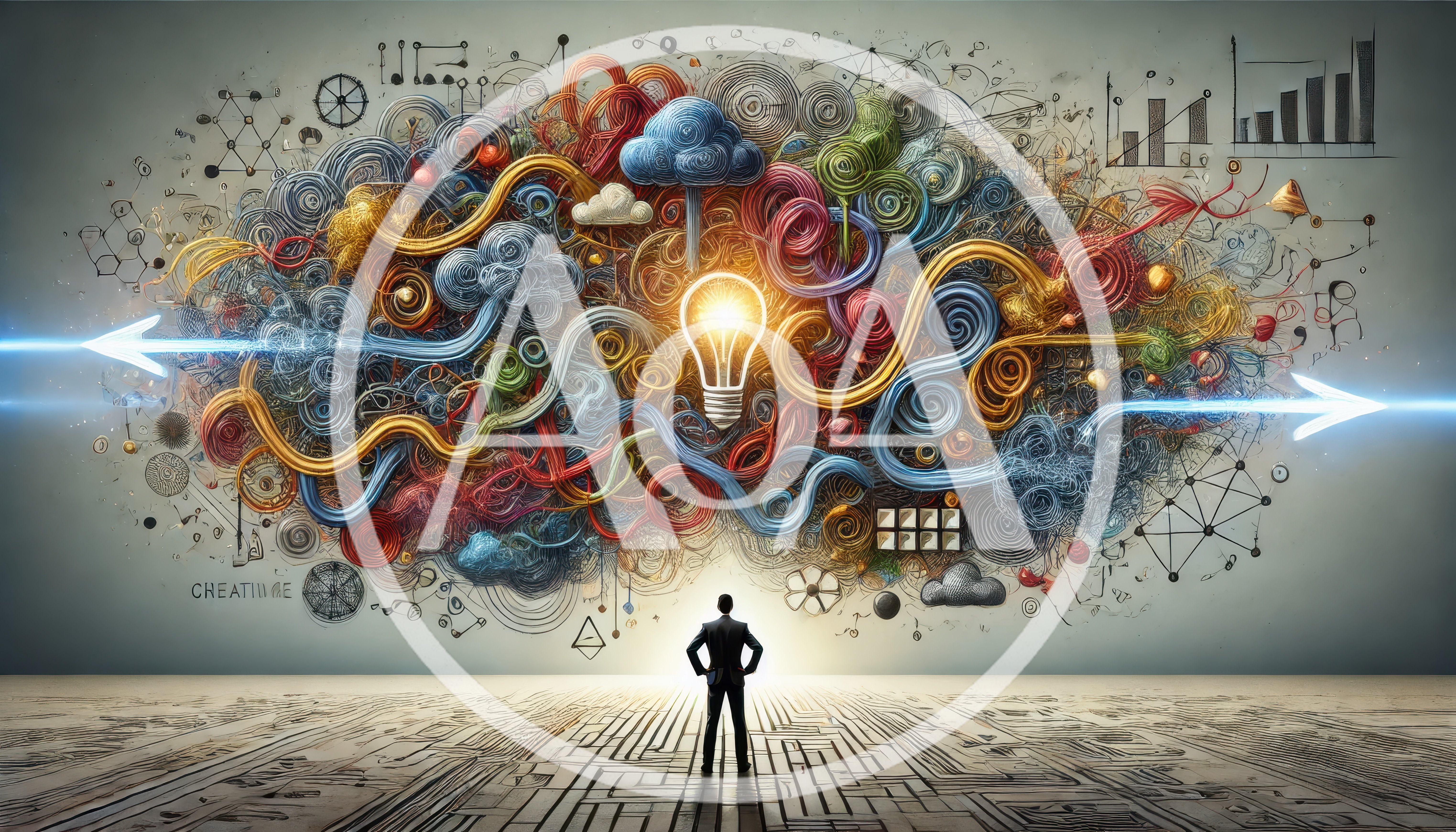 Businessman Standing Before Abstract Creative Idea Concept