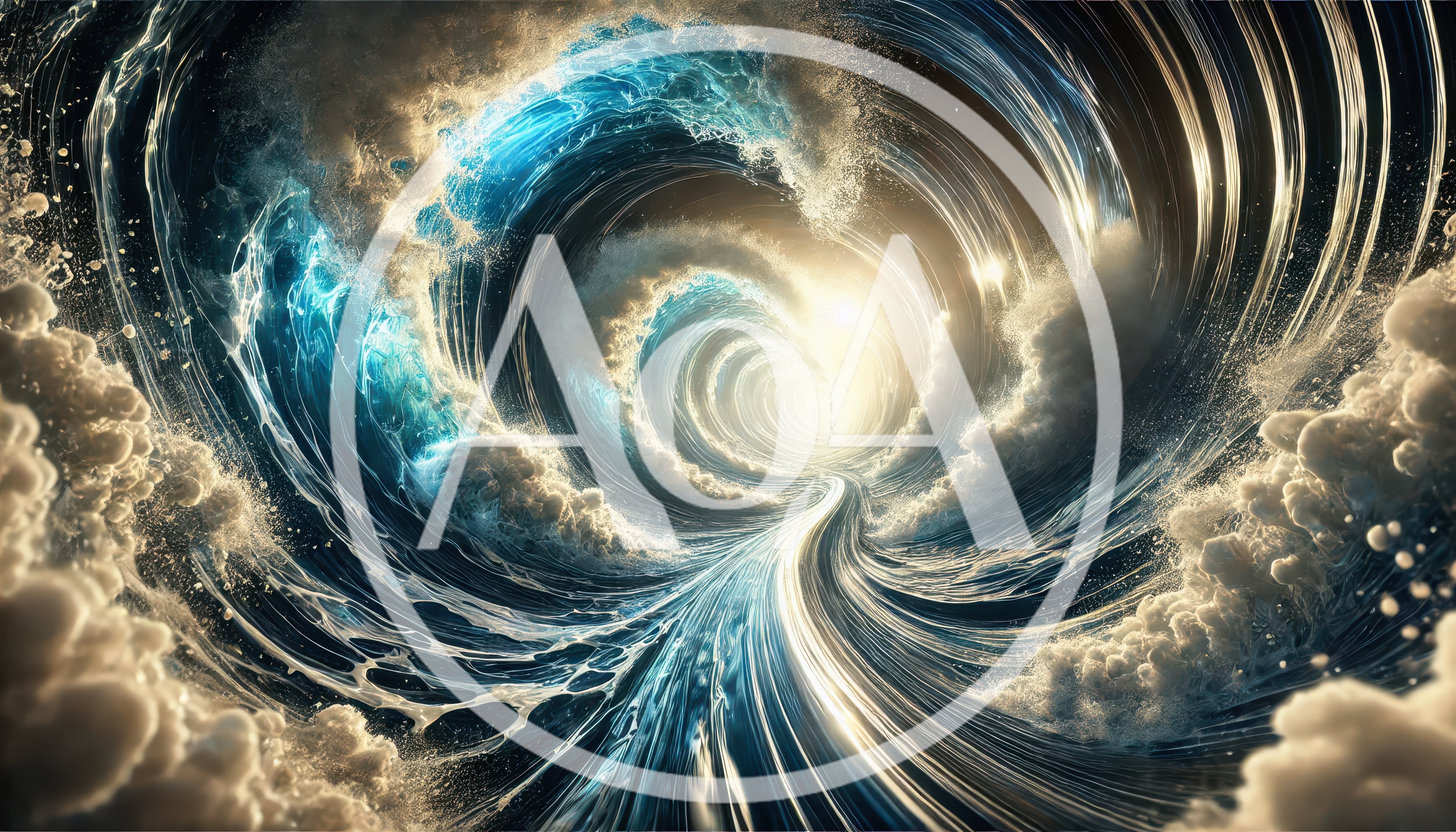 Abstract Cosmic Vortex Of Swirling Ocean Waves