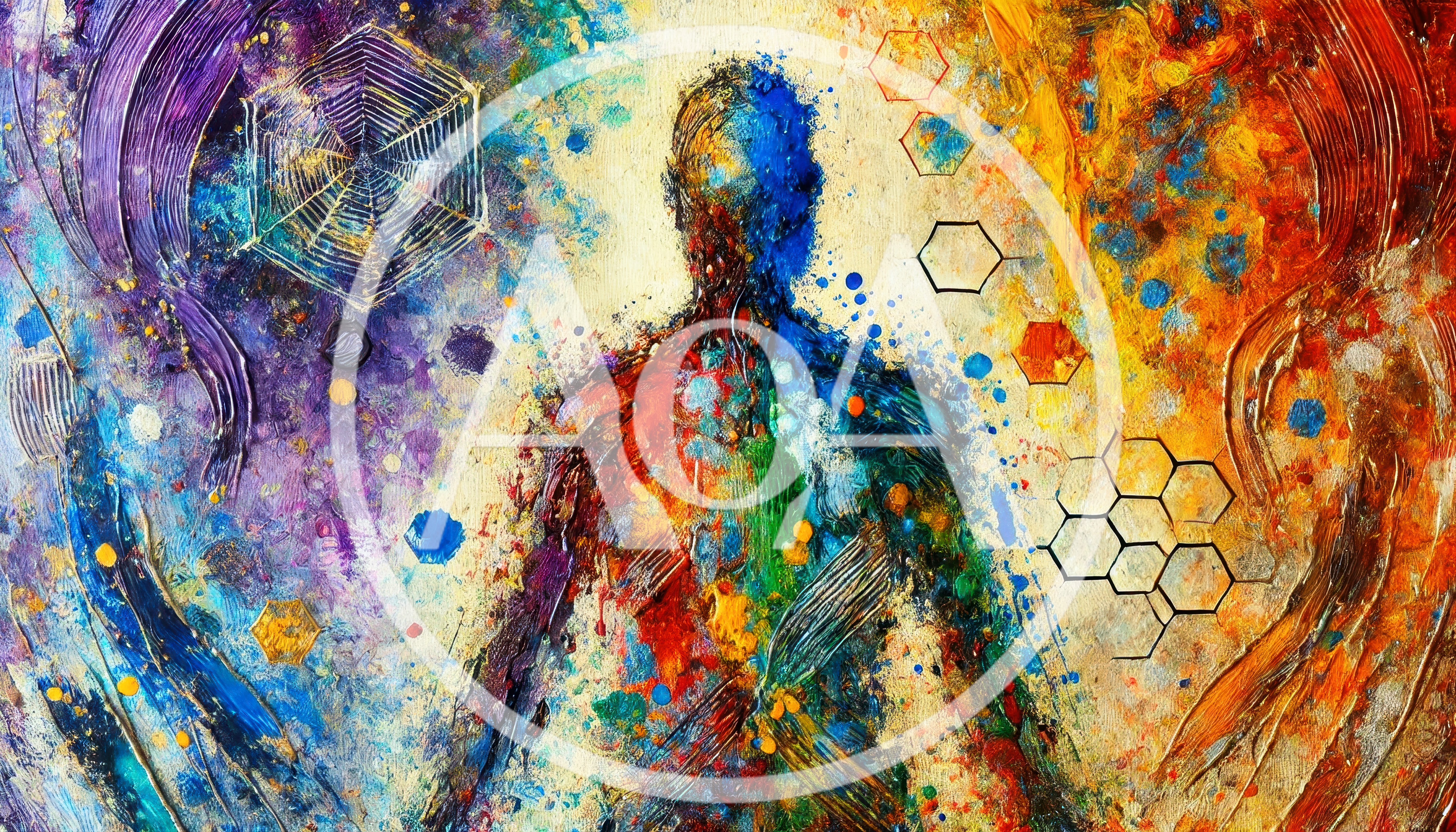 Abstract Human Silhouette With Geometric Patterns And Vibrant Colors