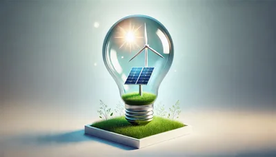 Conceptual Light Bulb Containing Wind Turbine and Solar Panel