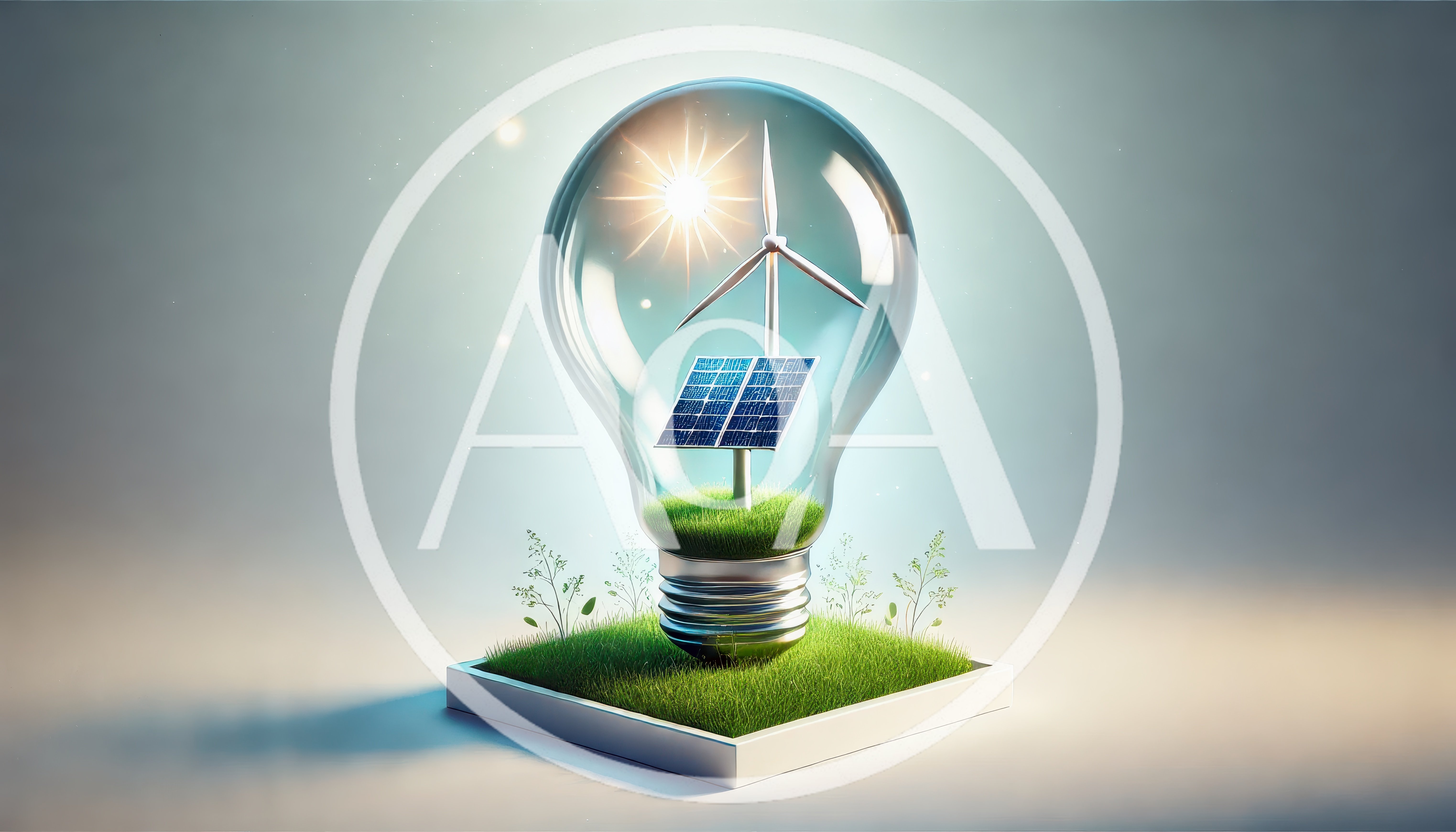 Conceptual Light Bulb Containing Wind Turbine and Solar Panel