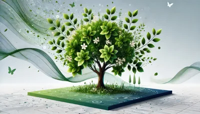 Digital Tree Concept With Abstract Flowing Lines