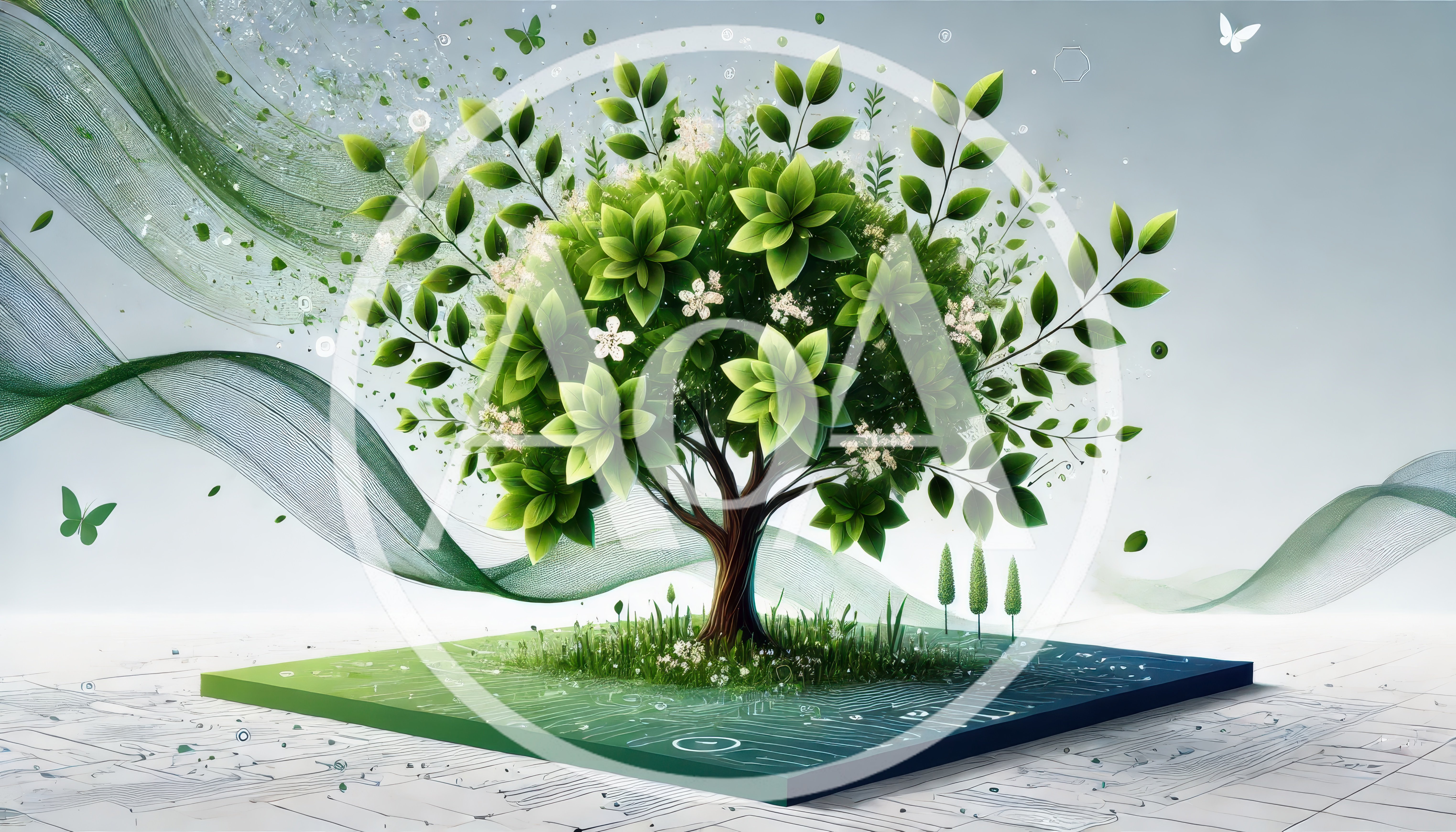 Digital Tree Concept With Abstract Flowing Lines