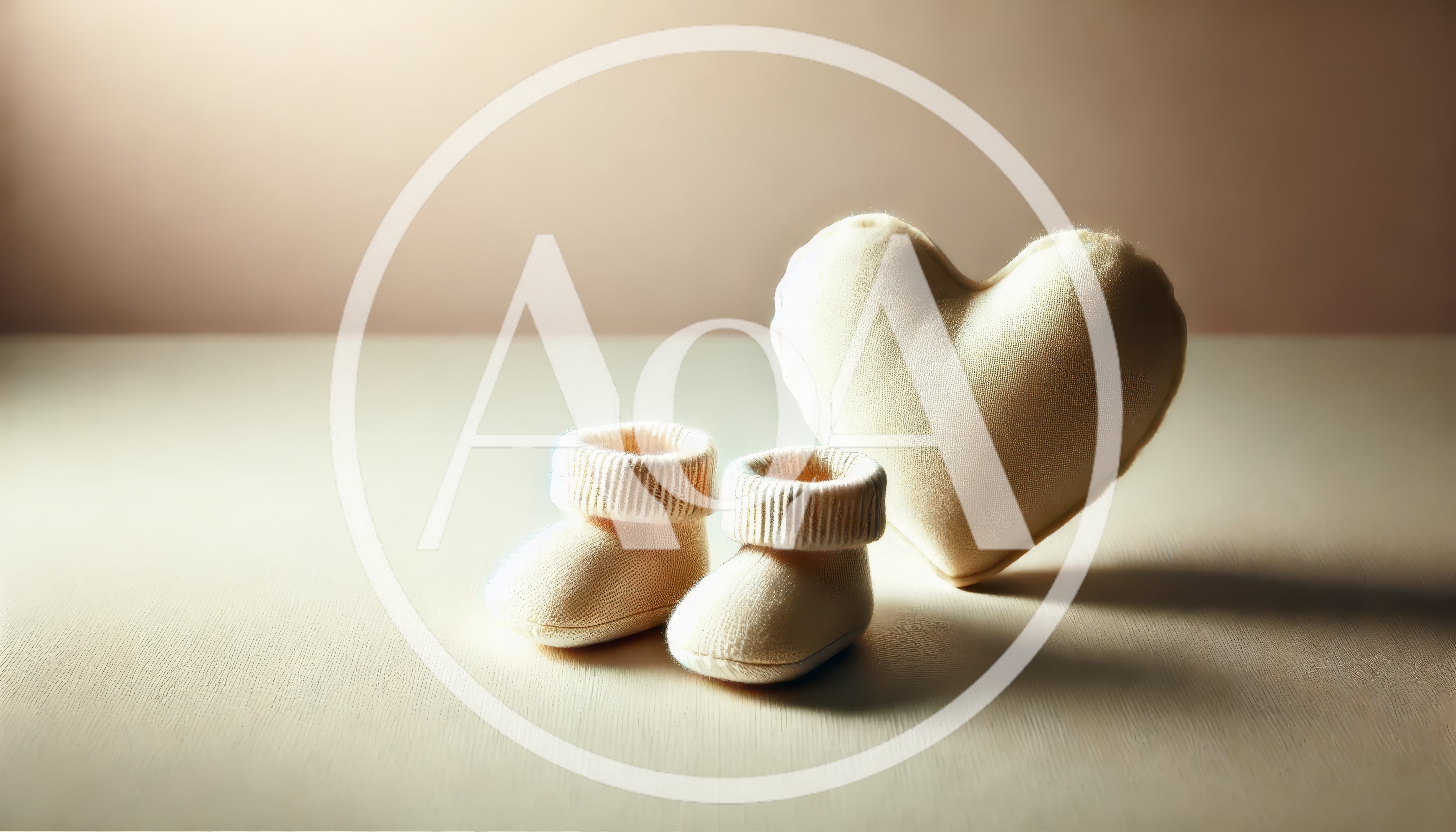 Pair of Baby Booties and Heart Shaped Pillow