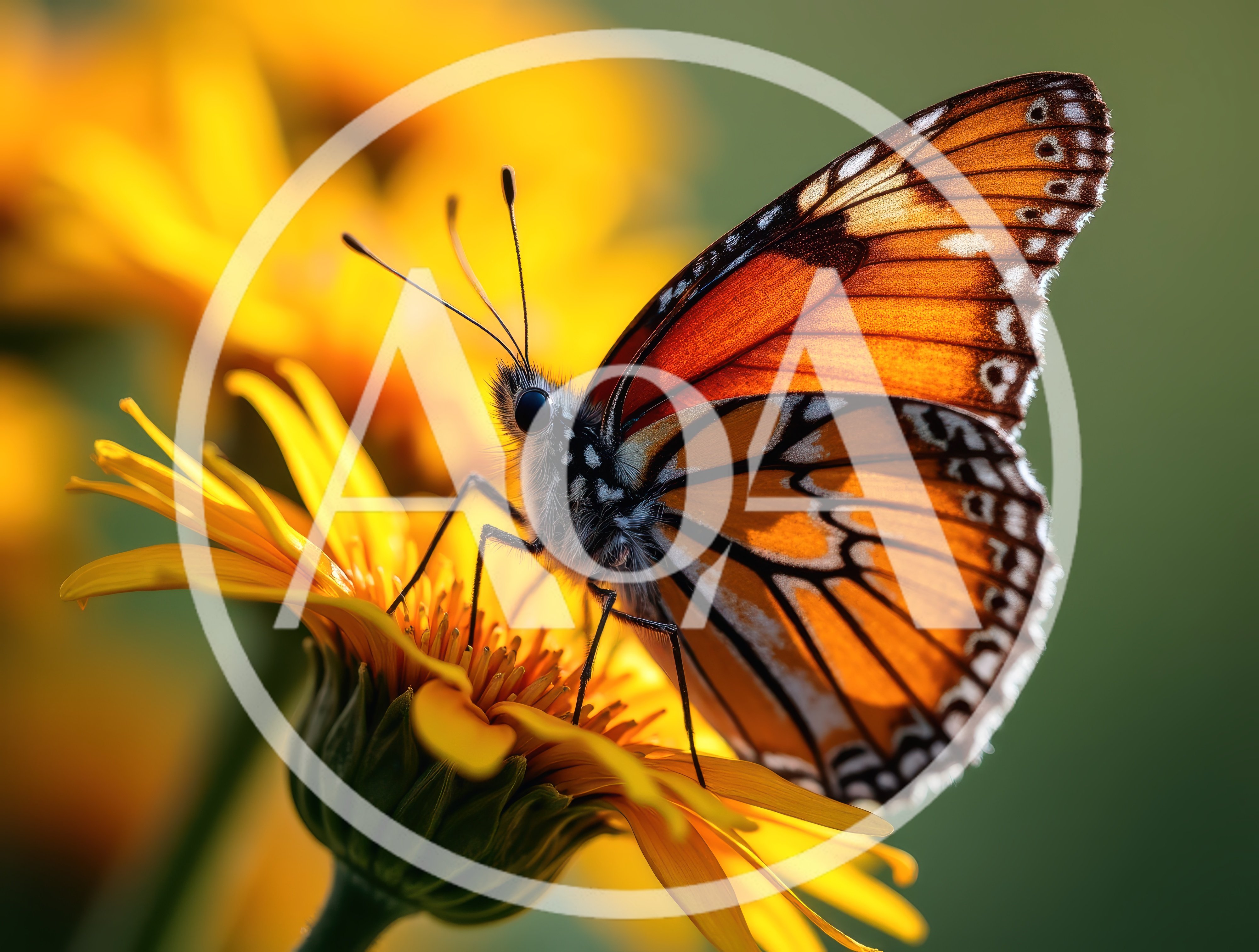 Monarch Butterfly Resting On A Vibrant Yellow Flower