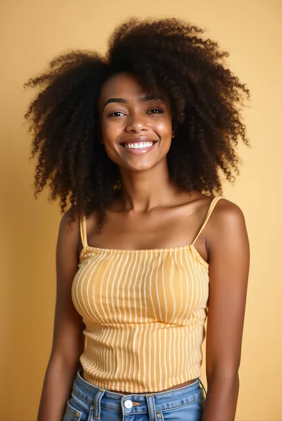 Portrait Of A Smiling Young Woman With Curly Hair