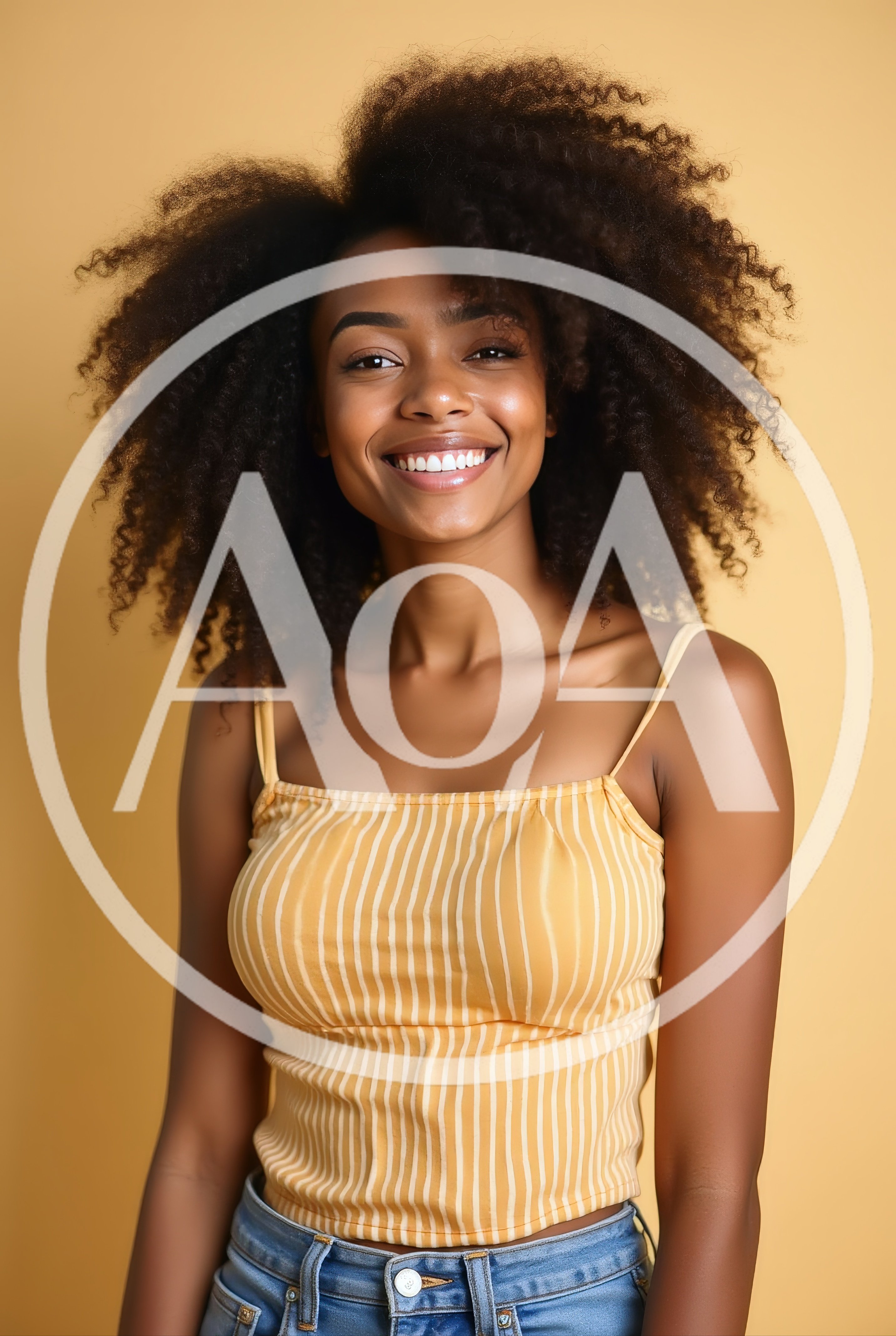 Portrait Of A Smiling Young Woman With Curly Hair