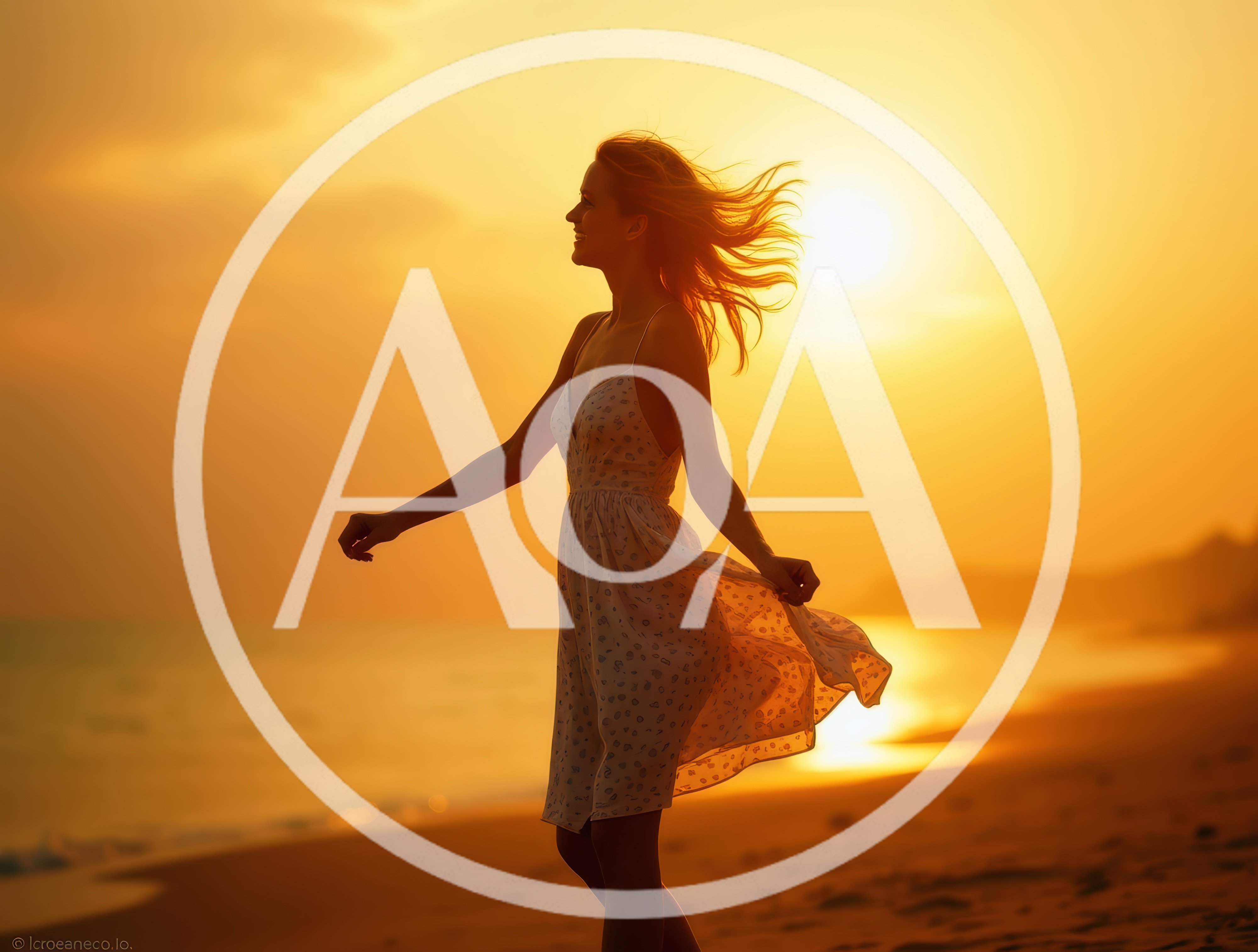Young Woman Dancing In White Dress At Sunset
