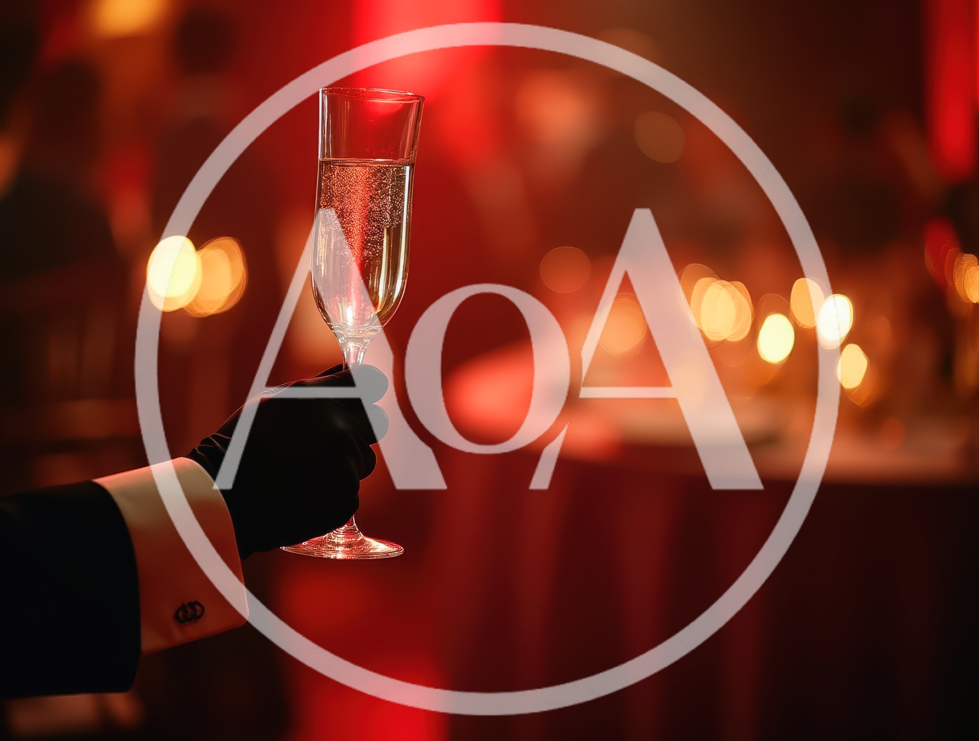 Waiter Holding Champagne Flute at Formal Event