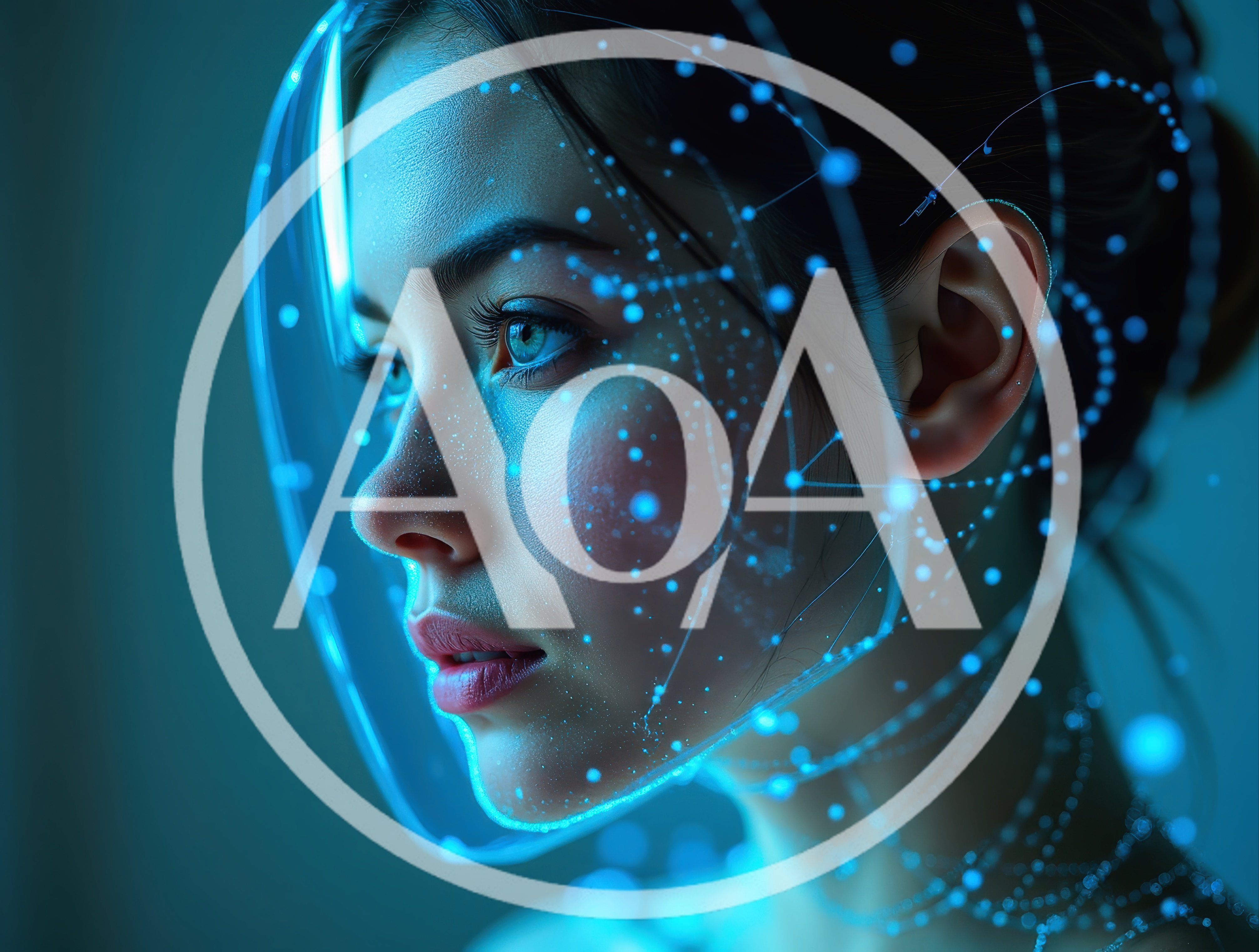 Digital Portrait Of A Woman With Futuristic Facial Recognition