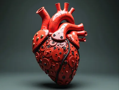 Mechanical Red Heart With Intricate Gear Mechanism