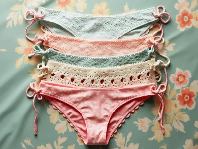 Stack Of Five Colorful Lace Bikini Panties