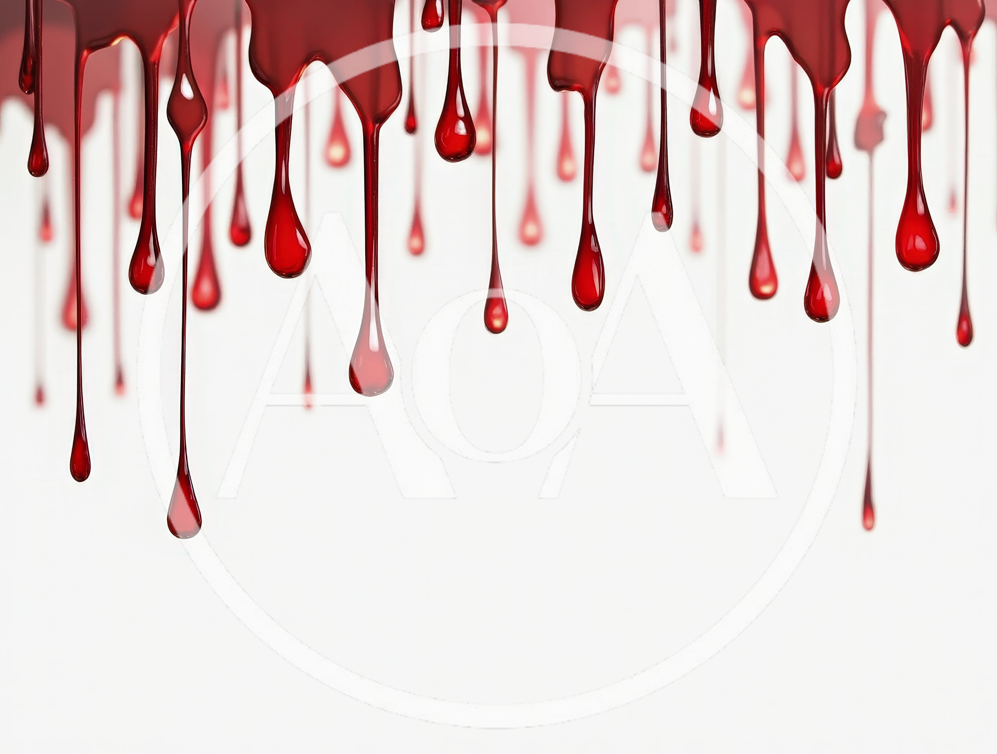 Red Liquid Dripping Down On White Background