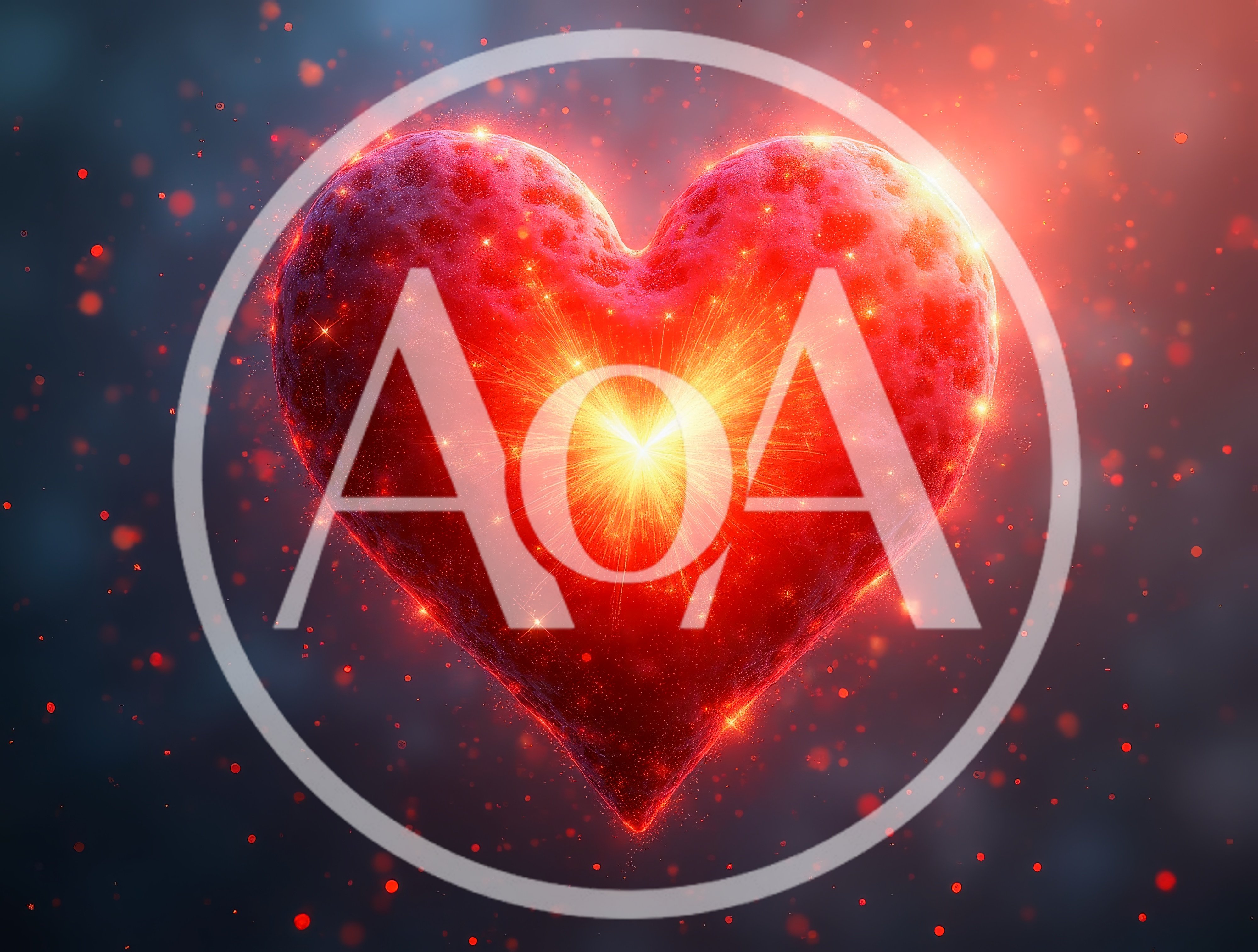 Glowing Red Heart With Radiant Light Burst