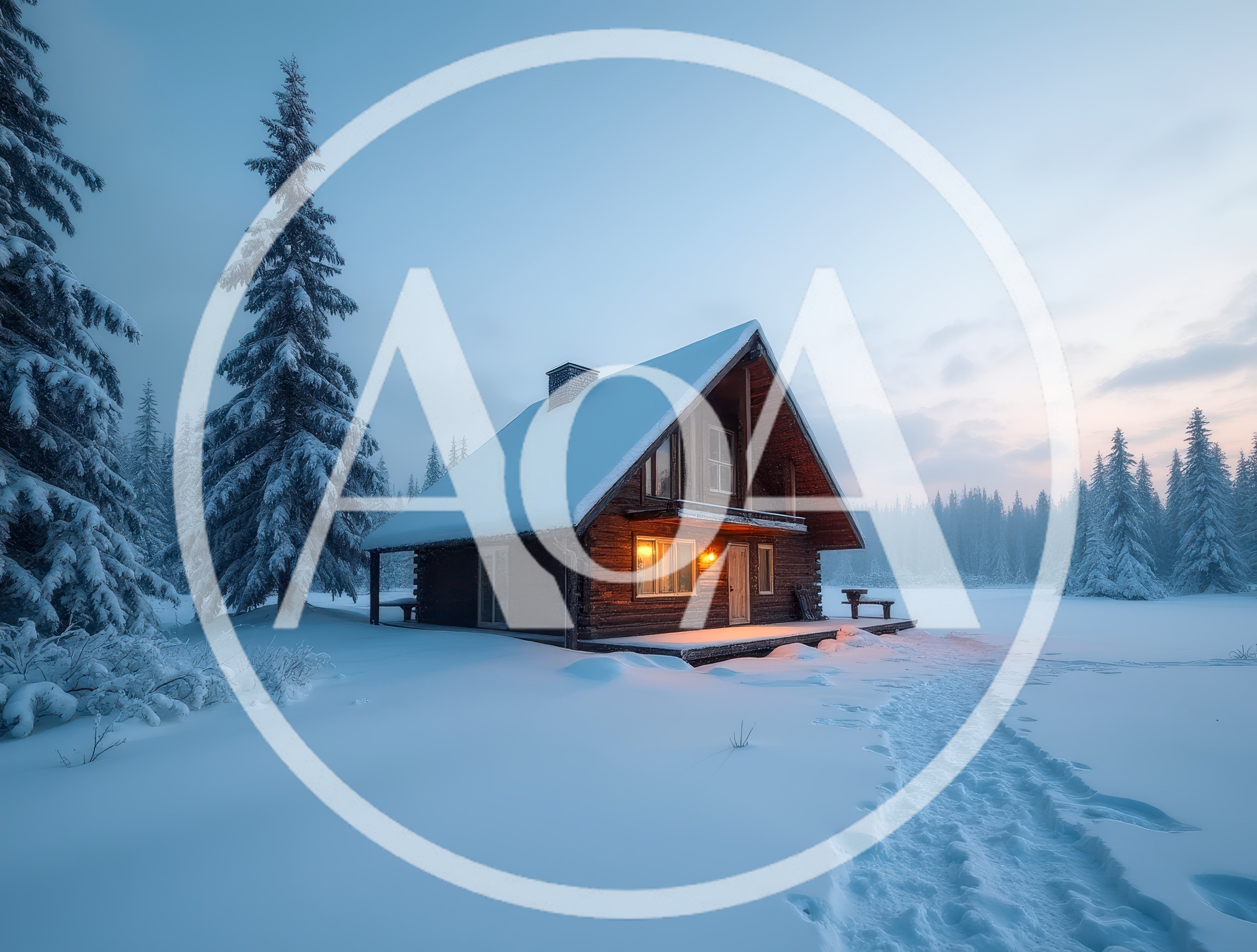 Cozy Wooden Cabin In Snowy Winter Forest