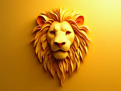 Stylized Paper Cutout Lion Head Portrait