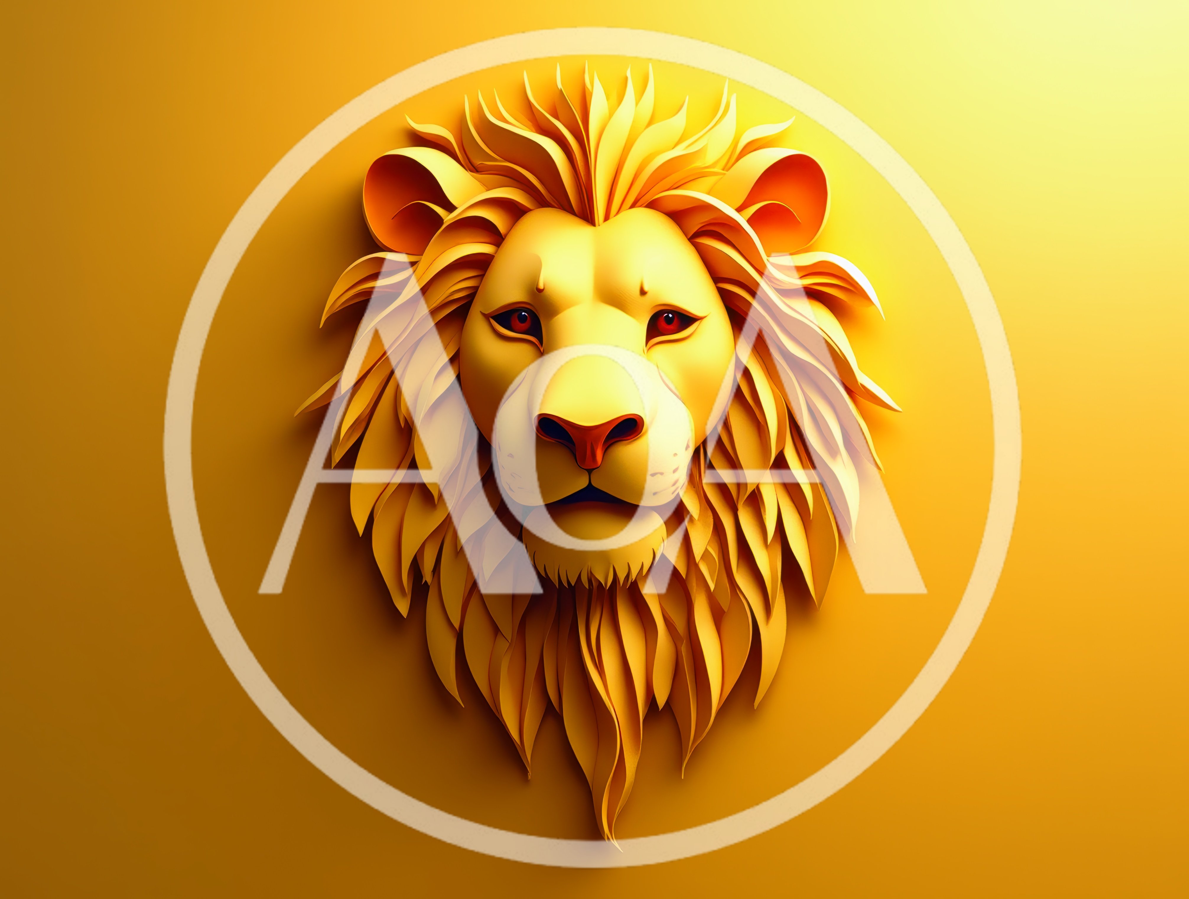 Stylized Paper Cutout Lion Head Portrait