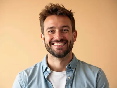 Portrait Of A Smiling Man In Denim Shirt